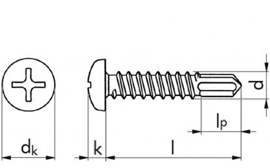 Bohrschraube Linsenkopf DIN 7504N - A2 - 4,2 X 19 - PH