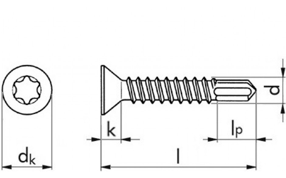 Bohrschraube Senkkopf ~ DIN 7504P - A2 - 3,5 X 13 - TX10