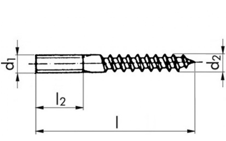 Stockschraube mit 6KT-Schlüsselfläche - Stahl - verzinkt blau - 10 X 60 - SW8/TX25