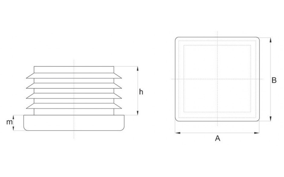Quadratrohrstopfen - Polyamid - L50 X H16,5 X B50 - schwarz