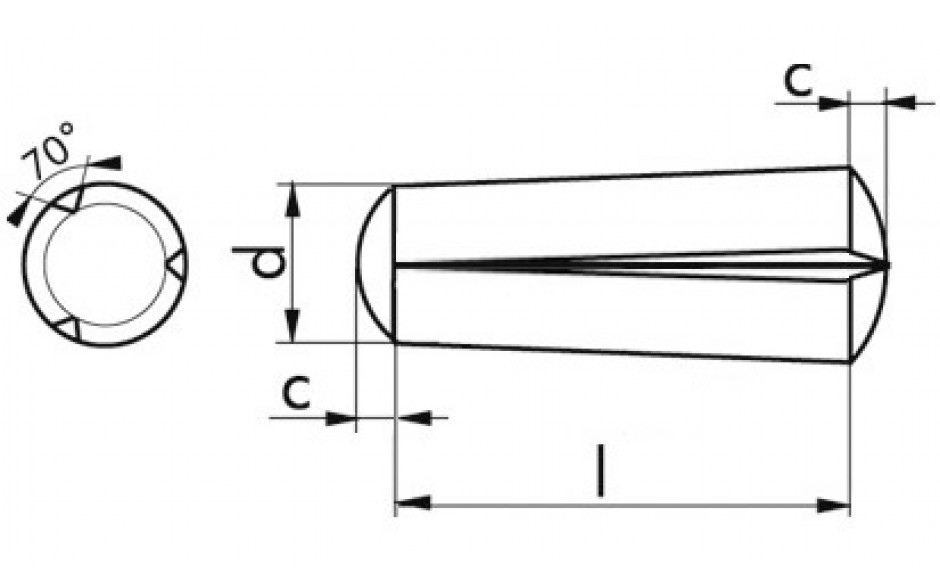 Kegelkerbstift DIN 1471 - Stahl - blank - 3 X 8