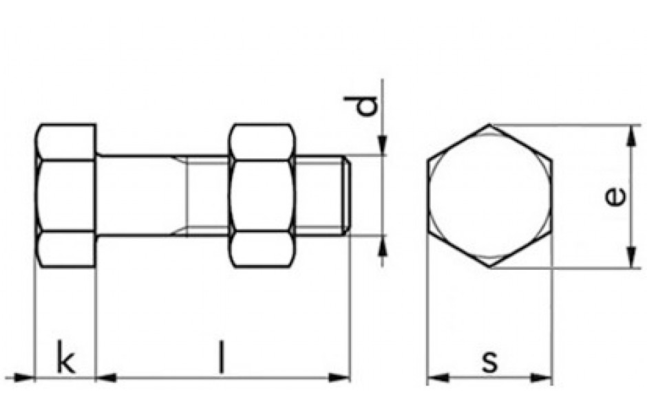 Sechskantschraube mit Mutter DIN 601 - 4.6 - verzinkt blau - M10 X 40
