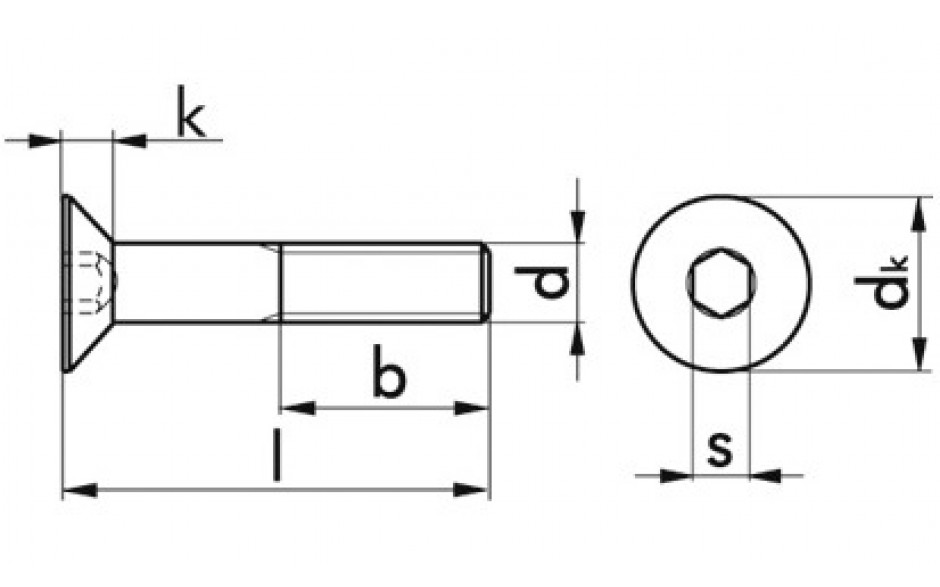 Senkschraube mit Innensechskant ISO 10642 - 08.8 - blank - M3 X 16