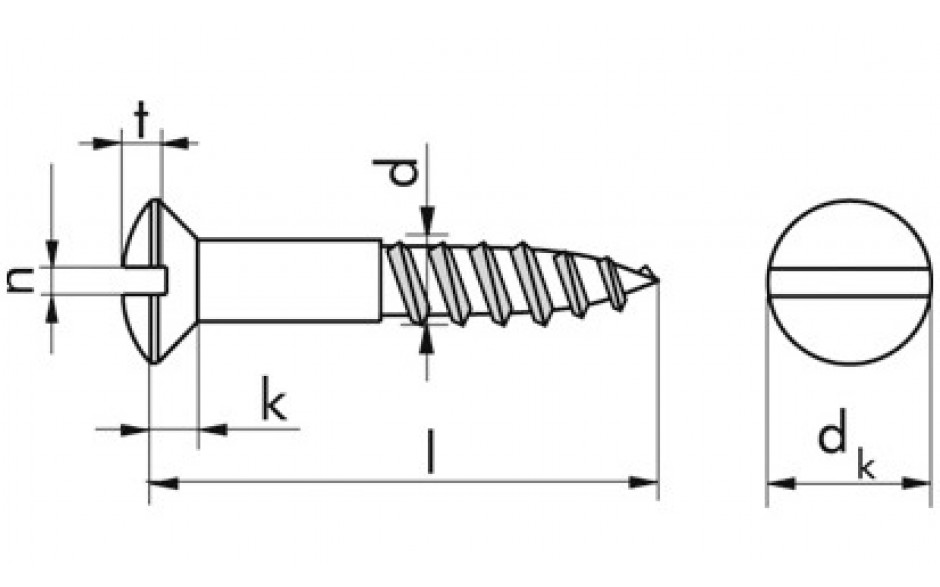 Linsensenk-Holzschraube DIN 95 - Messing - verchromt - 3,5 X 35