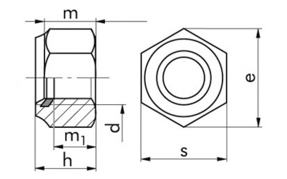 Sechskantmutter mit Klemmteil DIN 985 - A2-70 - M16 X 1,5