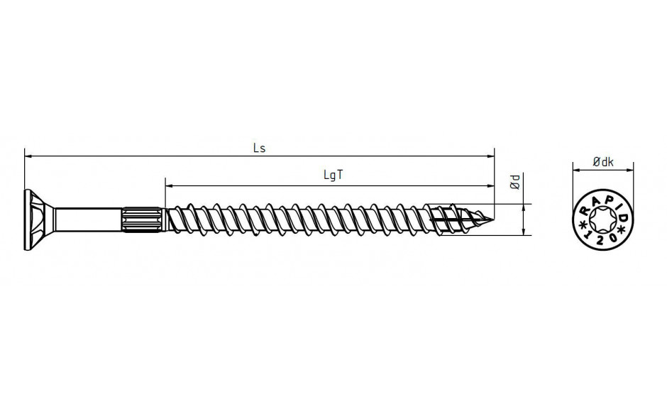 Spanplattenschraube RAPID® - Senkfrästaschenkopf - YellWin500 - 3,5 X 45/25 - TX20 - ETA 12/0373