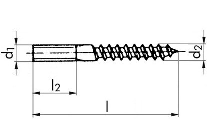 Stockschraube mit 6KT-Schlüsselfläche - Stahl - verzinkt blau - 10 X 70 - SW8/TX25