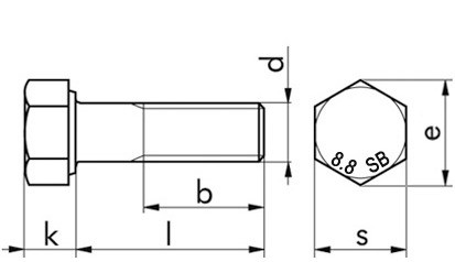 SB-Garnitur Sechskantschraube-Mutter EN 15048 - ISO 4014 - 8.8U/ISO 4032 - 8 - feuerverzinkt - M10 X 90 - CE