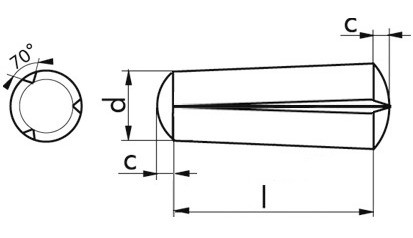 Kegelkerbstift DIN 1471 - Stahl - blank - 2 X 16