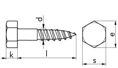 Sechskant-Holzschraube DIN 571 - A2 - 12 X 90