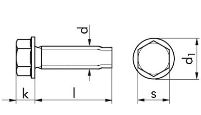 Gewindefurchende Schraube ~ DIN 7500DE - Stahl - verzinkt gelb - M8 X 20
