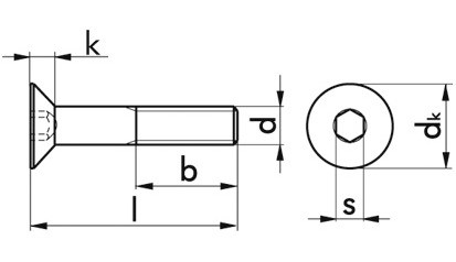 Senkschraube mit Innensechskant ISO 10642 - 08.8 - blank - M3 X 16