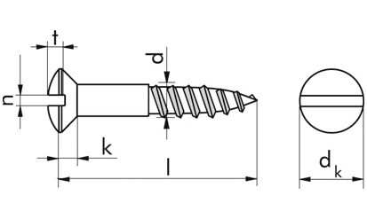 Linsensenk-Holzschraube DIN 95 - Messing - blank - 2,5 X 25