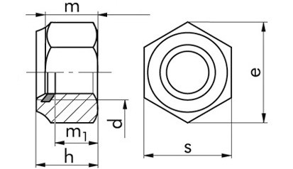 Sechskantmutter mit Klemmteil ISO 10511 - A2-035 - M8